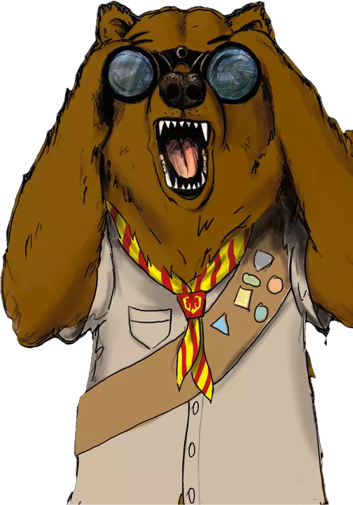 Bär mit Fernglas